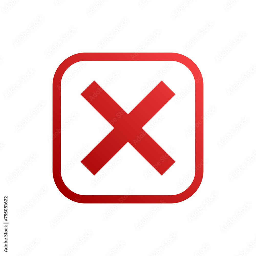 Red cross mark icon. Red cross mark isolated on white background. Vector illustration Red cross mark icon. Red cross mark isolated on white background. Vector illustration