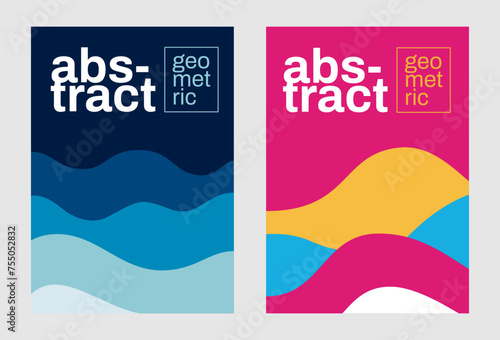 Set of banners, covers, flyers, posters, and more for your social media and design template. Wavy and curvy shape design. Simple and creative abstract geometric design