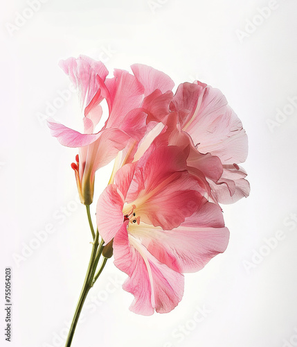 Beautiful pink flower on white background	