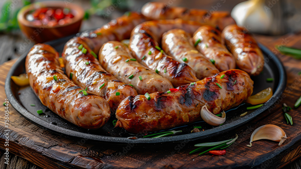 Savory Delicacies: Gourmet Fried Sausages. 
