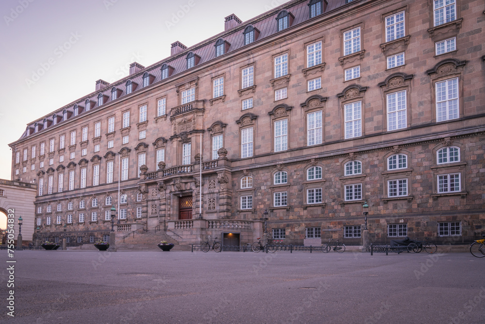 Christiansborg Palace, a palace and government building on the islet of Slotsholmen in central Copenhagen, Denmark Christiansborg Palace, a palace and government building on the islet of Slotsholmen in central Copenhagen, Denmark