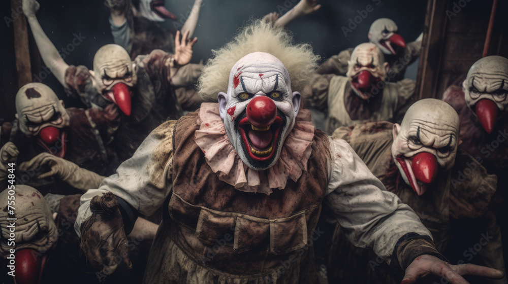 Crimson Carnivale: A Nightmarish Parade of Sinister Clowns