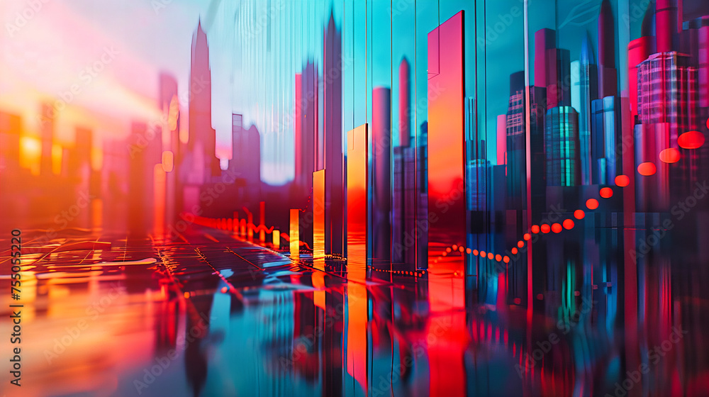 Urban Skyline with Modern Skyscrapers at Night, Abstract Concept of Business and Architecture with Neon Highlights Urban Skyline with Modern Skyscrapers at Night, Abstract Concept of Business and Architecture with Neon Highlights