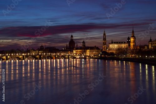 The Elbe river in Dresden at dawn, Germany