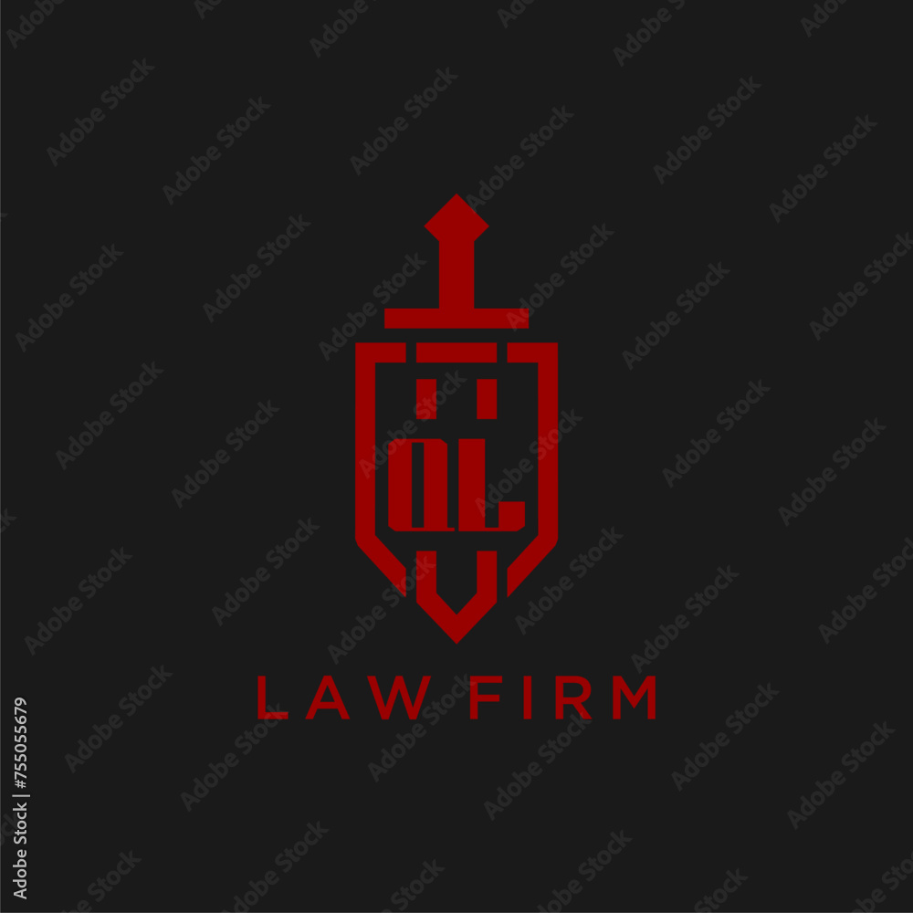 QL initial monogram for law firm with sword and shield logo image QL initial monogram for law firm with sword and shield logo image