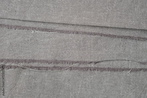 Natural linen fabric with a raw edges