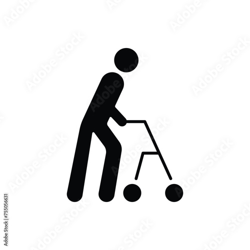 Person with walking frame icon. Public information symbol modern, simple, vector, icon for website design, mobile app, ui. Vector Illustration
