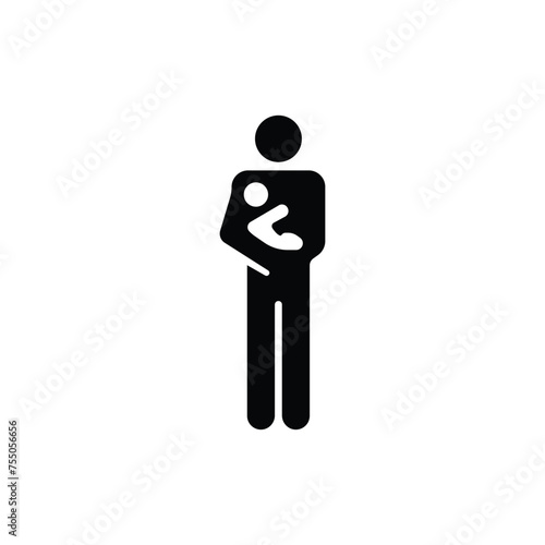 Standing person holding a small child icon. Public information symbol modern, simple, vector, icon for website design, mobile app, ui. Vector Illustration