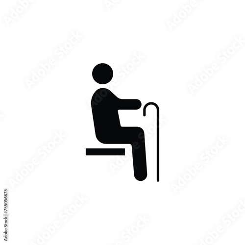 Sitting person with cane icon. Public information symbol modern, simple, vector, icon for website design, mobile app, ui. Vector Illustration