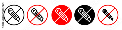 Do not cut icon logo set vector