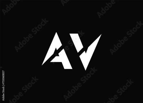 AV Logo Letter Design Vector with Red and Black Colors.