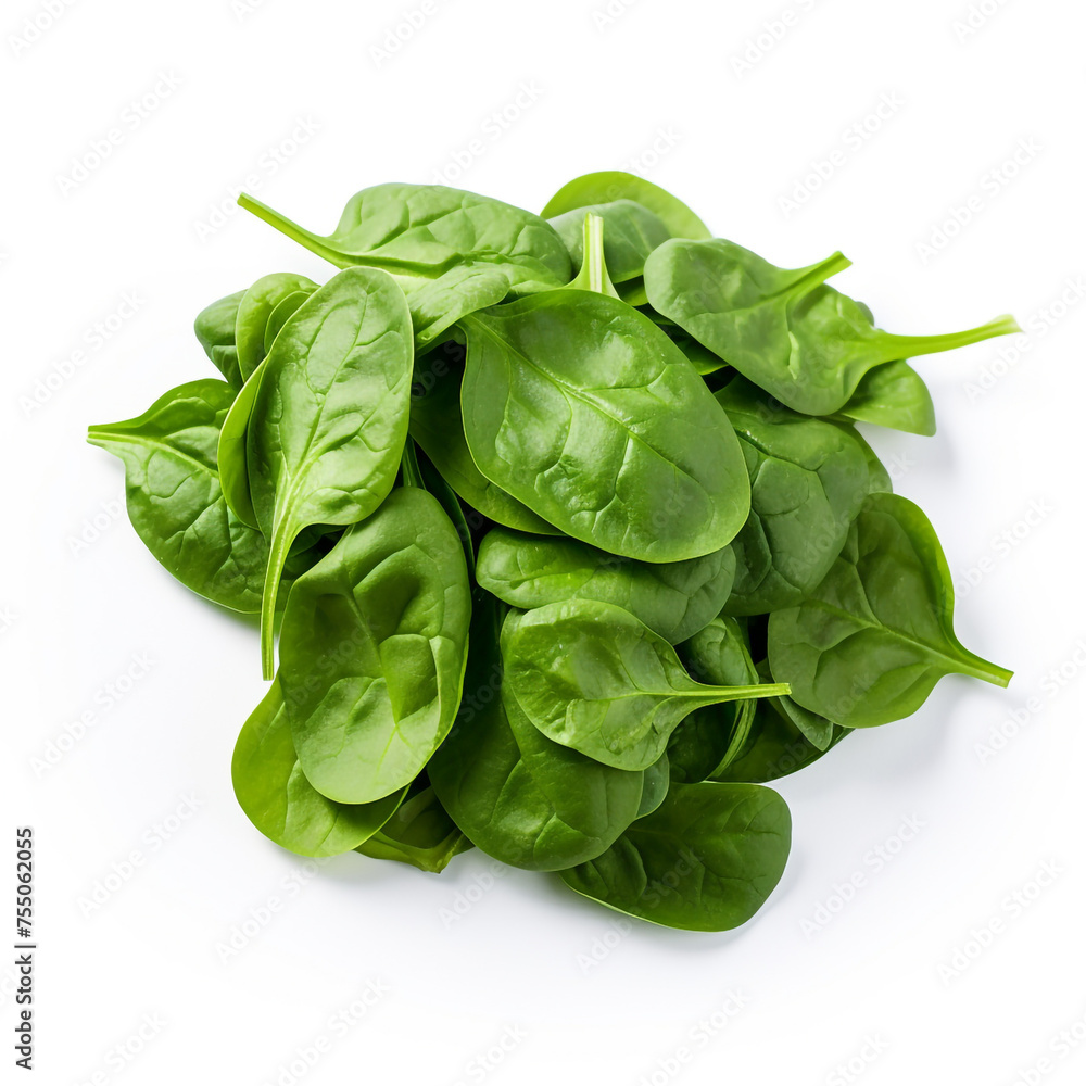 Obraz premium spinach on a white background сreated with Generative Ai