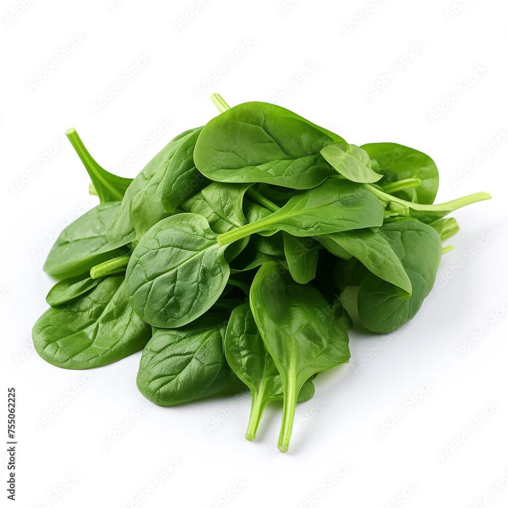 spinach on a white background сreated with Generative Ai spinach on a white background сreated with Generative Ai