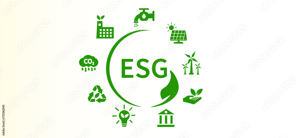ESG icon concept for environment, society and governance in sustainable business and green business. on a white background ESG icon concept for environment, society and governance in sustainable business and green business. on a white background