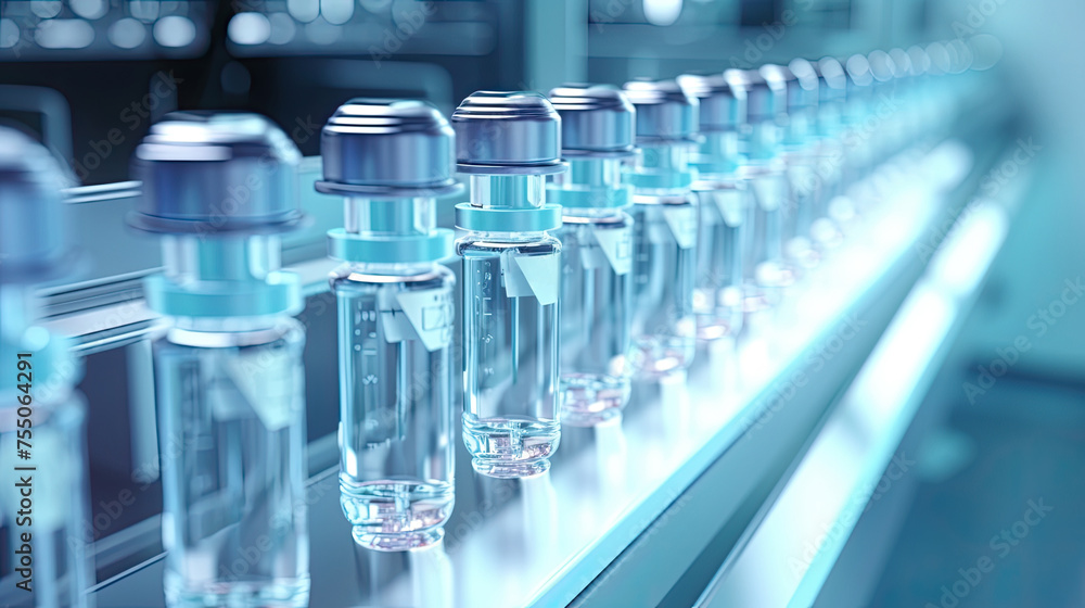 Medical vials on production line