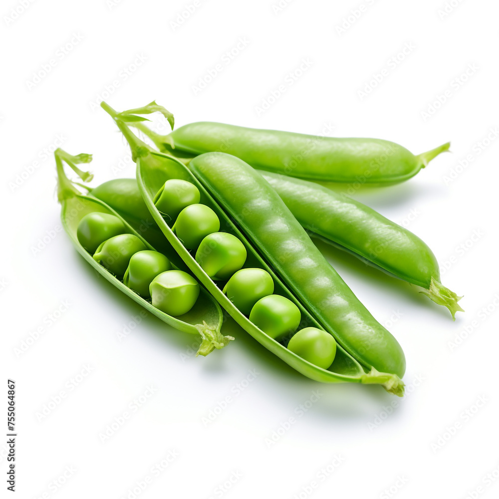 peas on a white background сreated with Generative Ai peas on a white background сreated with Generative Ai