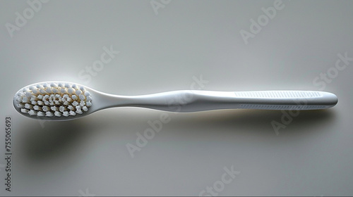 White toothbrush isolated on white background. Modern silver toothbrush technology design.