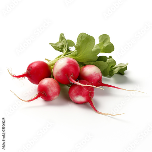radish on a white background сreated with Generative Ai
