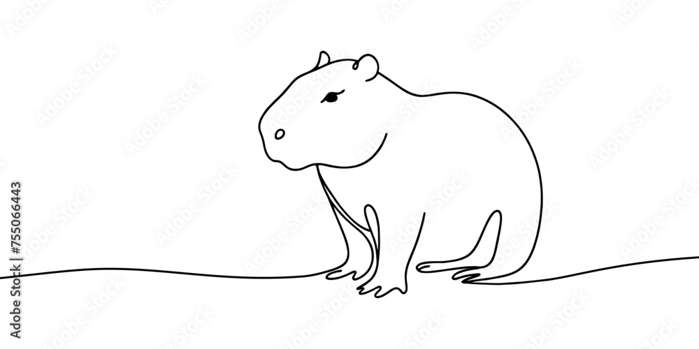 Single line vector image of a capybara. One line. Single line vector image of a capybara. One line.