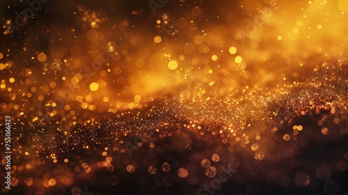 golden particles with golden bokeh lights background