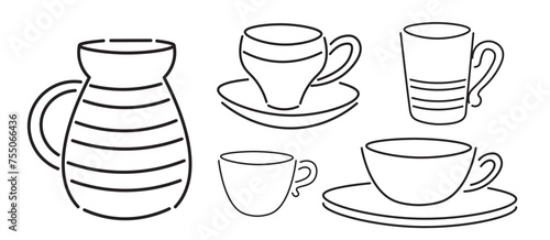 jug in doodle style in vector. template for greeting card design sticker poster