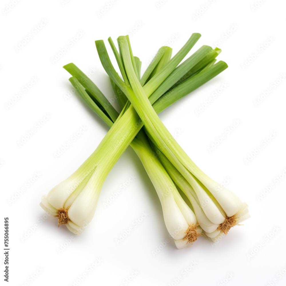 leek on a white background сreated with Generative Ai leek on a white background сreated with Generative Ai