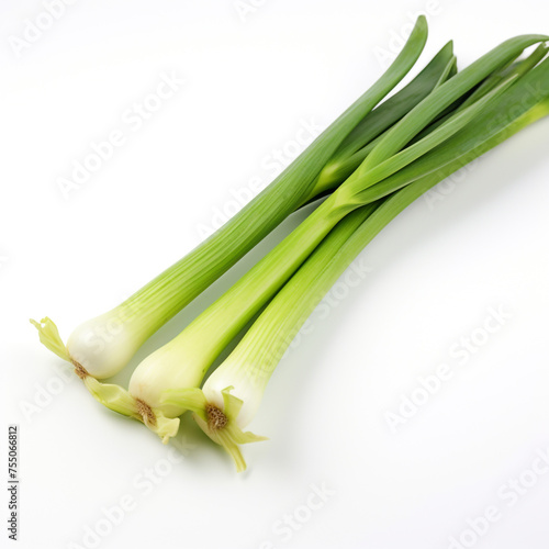 leek on a white background   reated with Generative Ai