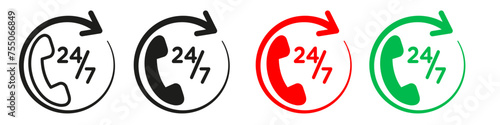 24 7 Emergency call services icon mark in filled style