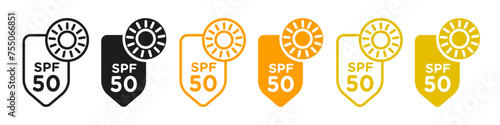 UV SPF 50 protect icon mark in filled style