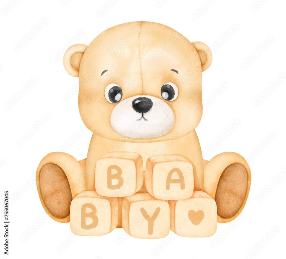 Obraz premium cute bear and blocks