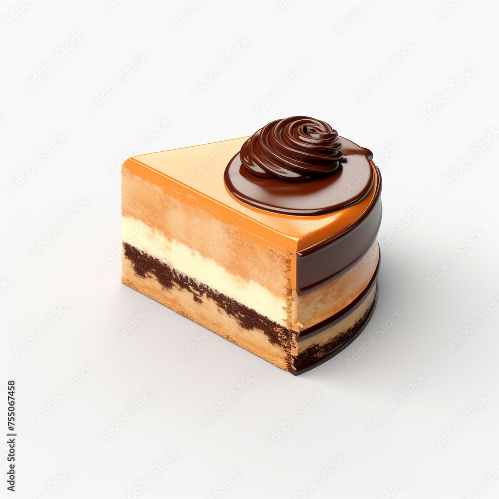 cake, 3D model in minimalism on a white background сreated with Generative Ai cake, 3D model in minimalism on a white background сreated with Generative Ai