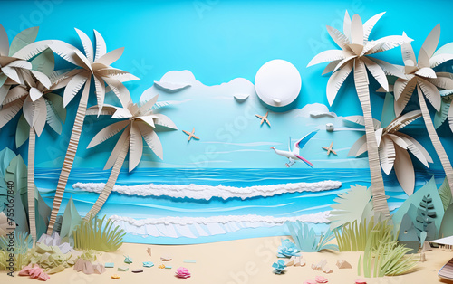 sea beach made from paper