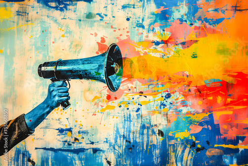 Illustration of Hand holding Megaphone, Marketing Concept with Copy Space © MCStock
