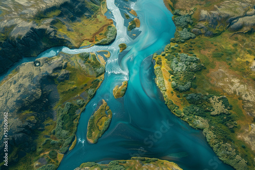 An aerial view of the river