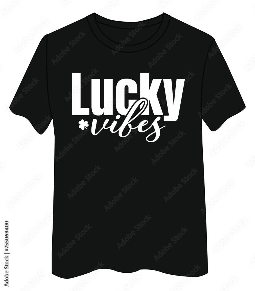 Lucky Vibes St Patricks Day Shamrock Retro Lucky Women Irish T Shirt Design