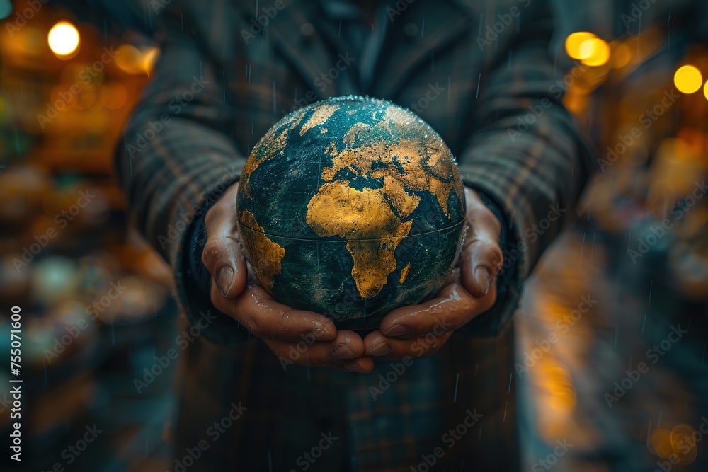 With a globe in hand, a businessman exemplifies the global vision and strategic mindset necessary for success in the ever-evolving world of business With a globe in hand, a businessman exemplifies the global vision and strategic mindset necessary for success in the ever-evolving world of business