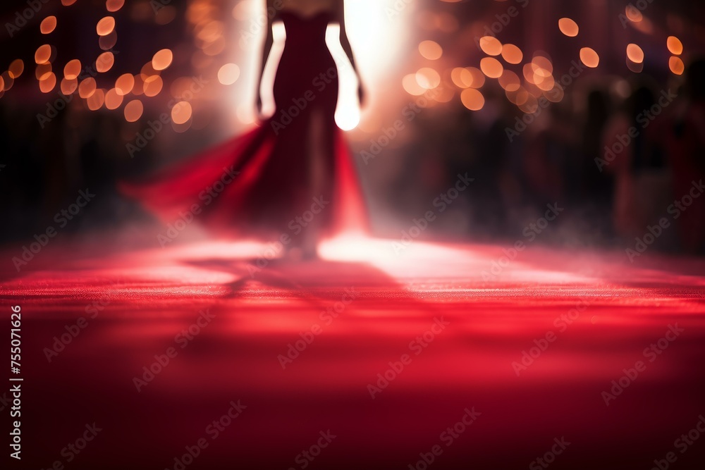 Opulent Red carpet blurred. Light winner celebrity. Generate Ai