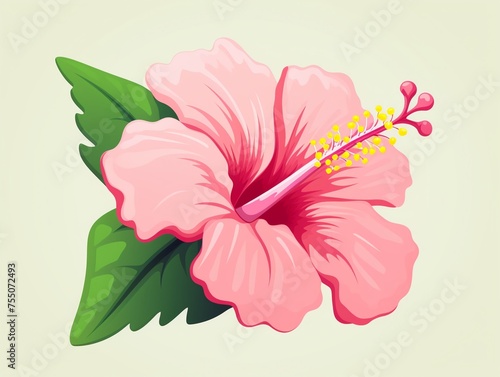 A close-up shot of a cute hibiscus in a cartoon-inspired design isolated background pastel