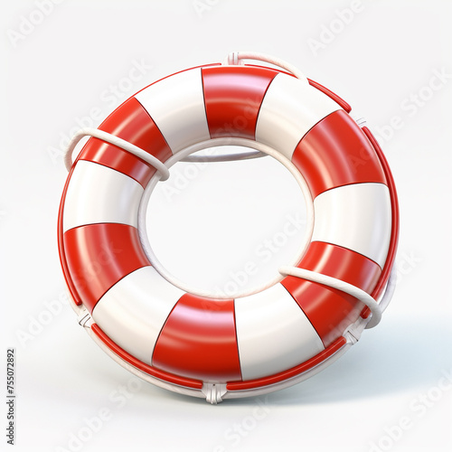 3d model of a lifebuoy on a white background сreated with Generative Ai