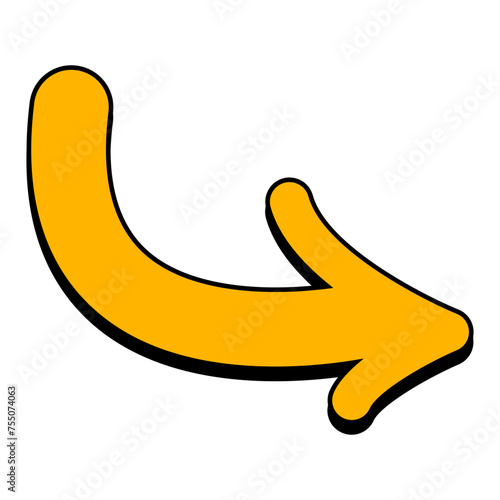 Yellow comic arrow with shadow