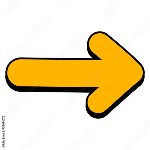 Yellow comic arrow with shadow