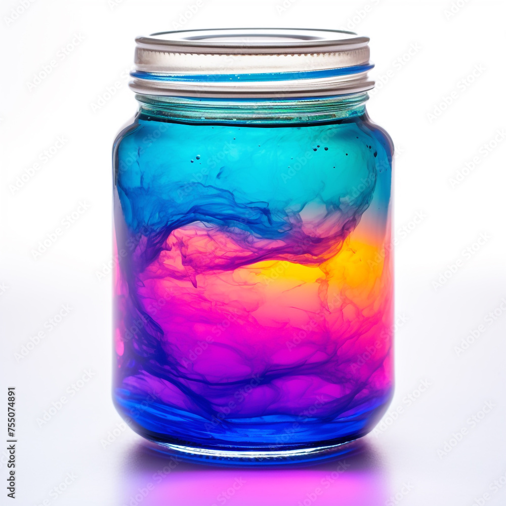 jar with bright liquid on a white background сreated with Generative Ai jar with bright liquid on a white background сreated with Generative Ai