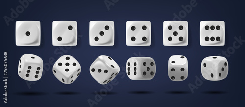 Dice Cubes Set. Small  Six-sided Objects With Dots On Each Face Representing Numbers 1 Through 6  Vector Illustration