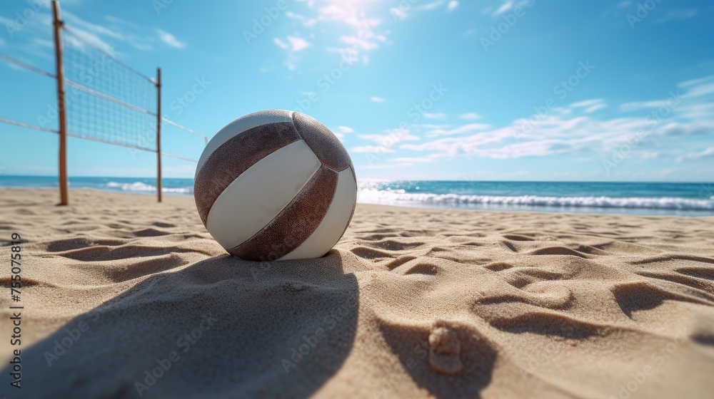 volleyball ball on the beach at summer day