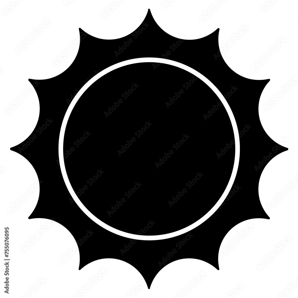 Simple sun illustration with transparent background. Line art, clipart, icon, object, shape, symbol, etc. PNG with transparent background. Design elements for websites and other graphics. - obrazy, fototapety, plakaty 