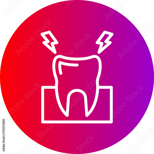 Toothache Line Gradient Circle Icon