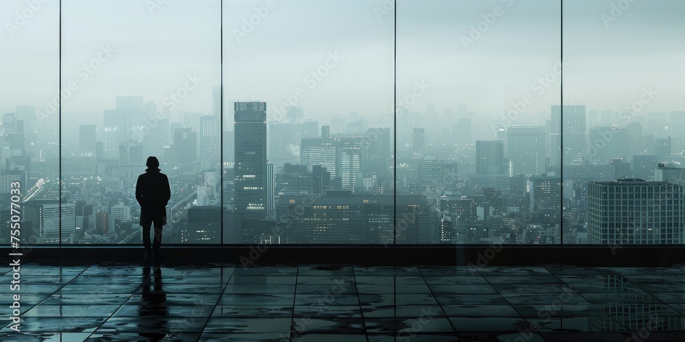 The man on the building, urban setting, skyscraper backdrop, dramatic lighting, mysterious silhouette The man on the building, urban setting, skyscraper backdrop, dramatic lighting, mysterious silhouette