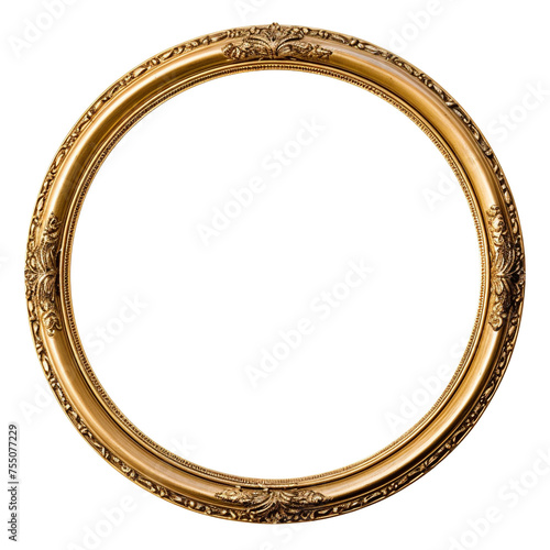 golden oval photo frame, white background, professional photo сreated with Generative Ai