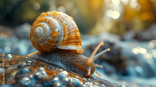 Cute, exotic, and colorful snail found in the wild