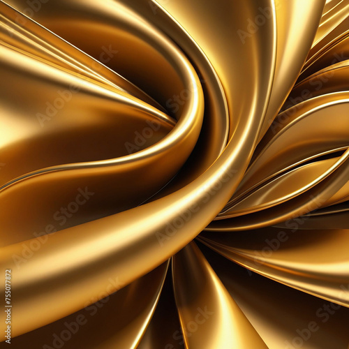 3D background with smooth gold silky shapes
